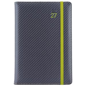 Kalendarz książkowy ELASTIC tygodniowy A5 2027 polski - grafit/zielona gumka