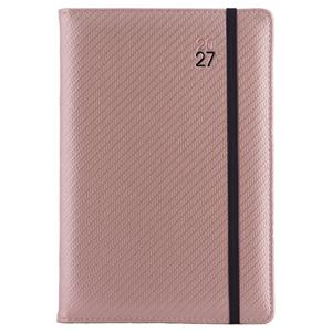 Kalendarz książkowy ELASTIC tygodniowy A5 2027 polski - pudrowy/czarna gumka