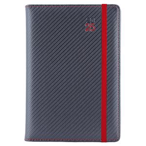 Kalendarz książkowy ELASTIC tygodniowy B6 2025 CZ/SK - grafit/czerwona gumka