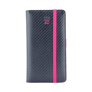 Kalendarz książkowy ELASTIC tygodniowy kieszonkowy 2022 słowacki?? - grafit/magenta gumka