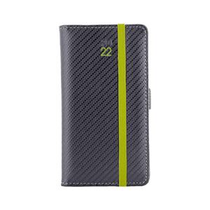 Kalendarz książkowy ELASTIC tygodniowy kieszonkowy 2022 słowacki?? - grafit/zielona gumka