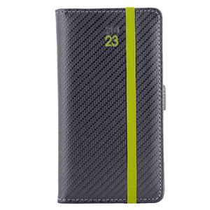 Kalendarz książkowy ELASTIC tygodniowy kieszonkowy 2023 czeski - grafit/zielona gumka