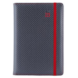 Kalendarz książkowy ELASTIC tygodniowy z notesem A5 2023 CZ/SK - grafit/czerwona gumka