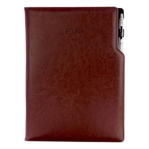 Kalendarz książkowy GEP z długopisem dzienny A4 2022 CZ/SK - brązowy