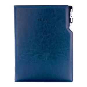 Kalendarz książkowy GEP z długopisem dzienny A4 2022 CZ/SK - granatowy