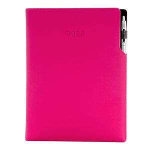 Kalendarz książkowy GEP z długopisem dzienny A4 2022 CZ/SK - różowy