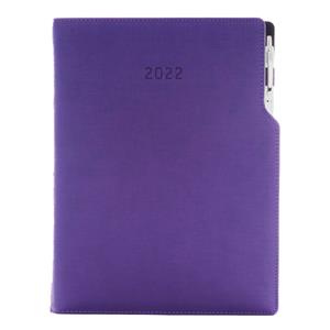 Kalendarz książkowy GEP z długopisem dzienny A4 2022 polski - fioletowy