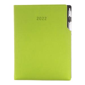 Kalendarz książkowy GEP z długopisem dzienny A4 2022 polski - jasnozielony