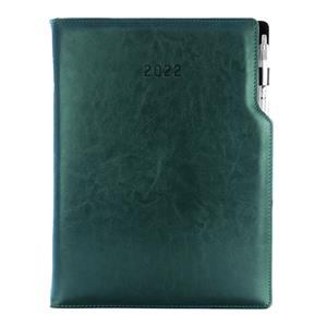 Kalendarz książkowy GEP z długopisem dzienny A4 2022 polski - zielony