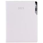 Kalendarz książkowy GEP z długopisem dzienny A4 2025 polski - biały (białe szwy)