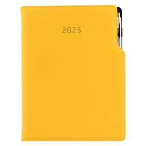 Kalendarz książkowy GEP z długopisem dzienny A4 2025 polski - żółty