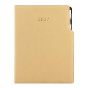 Kalendarz książkowy GEP z długopisem dzienny A4 2027 polski - beżowy
