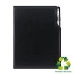 Kalendarz książkowy GEP z długopisem dzienny A4 2027 polski - czarny (czarne wnętrze) - skóra ekologiczna z recyklingu