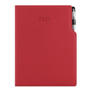 Kalendarz książkowy GEP z długopisem dzienny A4 2027 polski - czerwony