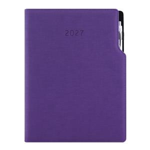 Kalendarz książkowy GEP z długopisem dzienny A4 2027 polski - fioletowy