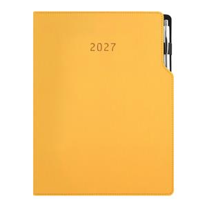 Kalendarz książkowy GEP z długopisem dzienny A4 2027 polski - musztardowy