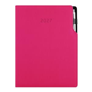 Kalendarz książkowy GEP z długopisem dzienny A4 2027 polski - różowy