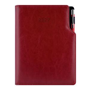 Kalendarz książkowy GEP z długopisem dzienny A5 2027 polski - bordowy