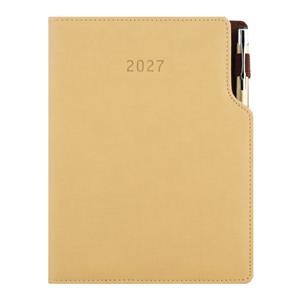 Kalendarz książkowy GEP z długopisem dzienny B6 2027 polski - beżowy