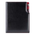 Kalendarz książkowy GEP z długopisem dzienny B6 2027 polski - czarny (czerwone wnętrze)