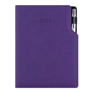 Kalendarz książkowy GEP z długopisem dzienny B6 2027 polski - fioletowy