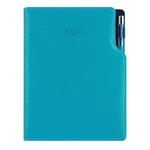 Kalendarz książkowy GEP z długopisem dzienny B6 2027 polski - turkusowy (niebieskie wnętrze)