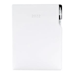 Kalendarz książkowy GEP z długopisem tygodniowy A4 2022 polski - biały (białe szwy)