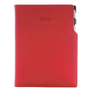 Kalendarz książkowy GEP z długopisem tygodniowy A4 2022 polski - czerwony