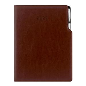 Kalendarz książkowy GEP z długopisem tygodniowy A4 2027 polski - brązowy
