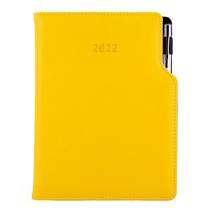 Kalendarz książkowy GEP z długopisem tygodniowy A5 2022 polski - żółty