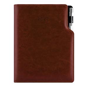 Kalendarz książkowy GEP z długopisem tygodniowy A5 2027 polski - brązowy