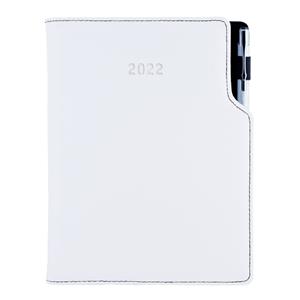 Kalendarz książkowy GEP z długopisem tygodniowy B5 2022 polski - czarny (białe szwy)