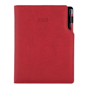 Kalendarz książkowy GEP z długopisem tygodniowy B5 2022 polski - czerwony