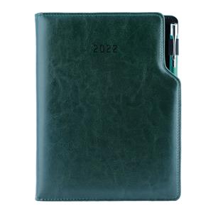 Kalendarz książkowy GEP z długopisem tygodniowy B5 2022 polski - zielony