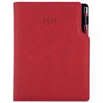 Kalendarz książkowy GEP z długopisem tygodniowy B5 2024 polski - czerwony