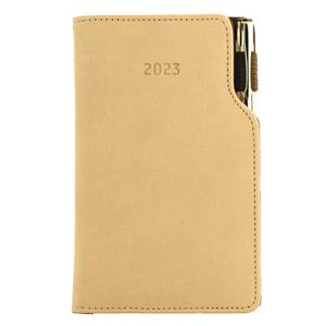 Kalendarz książkowy GEP z długopisem tygodniowy kieszonkowy 2023 czeski - beżowy