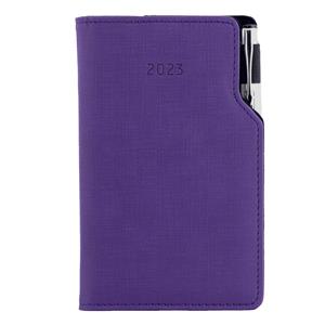 Kalendarz książkowy GEP z długopisem tygodniowy kieszonkowy 2023 czeski - fioletowy