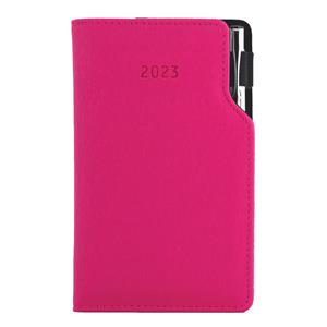 Kalendarz książkowy GEP z długopisem tygodniowy kieszonkowy 2023 czeski - różowy