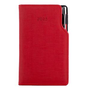 Kalendarz książkowy GEP z długopisem tygodniowy kieszonkowy 2023 polski - czerwony