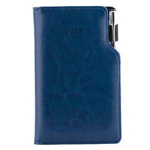 Kalendarz książkowy GEP z długopisem tygodniowy kieszonkowy 2023 polski - granatowy