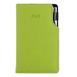 Kalendarz książkowy GEP z długopisem tygodniowy kieszonkowy 2023 polski - jasnozielony