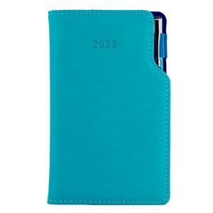 Kalendarz książkowy GEP z długopisem tygodniowy kieszonkowy 2023 polski - turkusowy (niebieskie wnętrze)