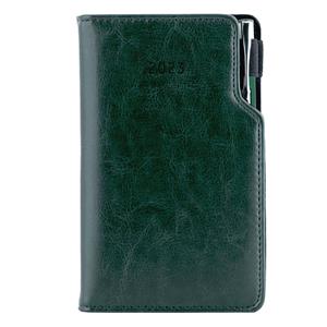 Kalendarz książkowy GEP z długopisem tygodniowy kieszonkowy 2023 polski - zielony