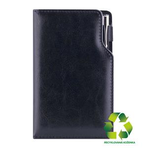 Kalendarz książkowy GEP z długopisem tygodniowy kieszonkowy 2027 czeski - czarny (czarne wnętrze) - skóra ekologiczna z