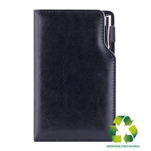 Kalendarz książkowy GEP z długopisem tygodniowy kieszonkowy 2027 polski - czarny (czarne wnętrze) - skóra ekologiczna z