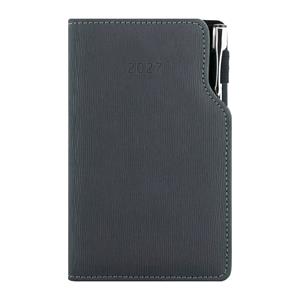 Kalendarz książkowy GEP z długopisem tygodniowy kieszonkowy 2027 polski - szary