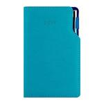 Kalendarz książkowy GEP z długopisem tygodniowy kieszonkowy 2027 polski - turkusowy (niebieskie wnętrze)