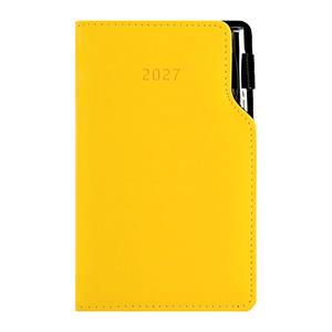 Kalendarz książkowy GEP z długopisem tygodniowy kieszonkowy 2027 polski - żółty