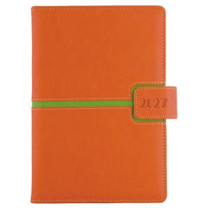 Kalendarz książkowy MAGNETIC dzienny B6 2027 polski - pomarańczowy/zielony