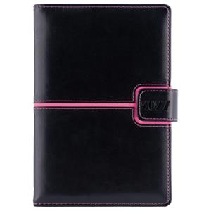 Kalendarz książkowy MAGNETIC tygodniowy A5 2027 polski - czarny/różowy